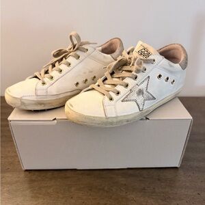 Golden Goose Kids White and Silver Star Sneakers